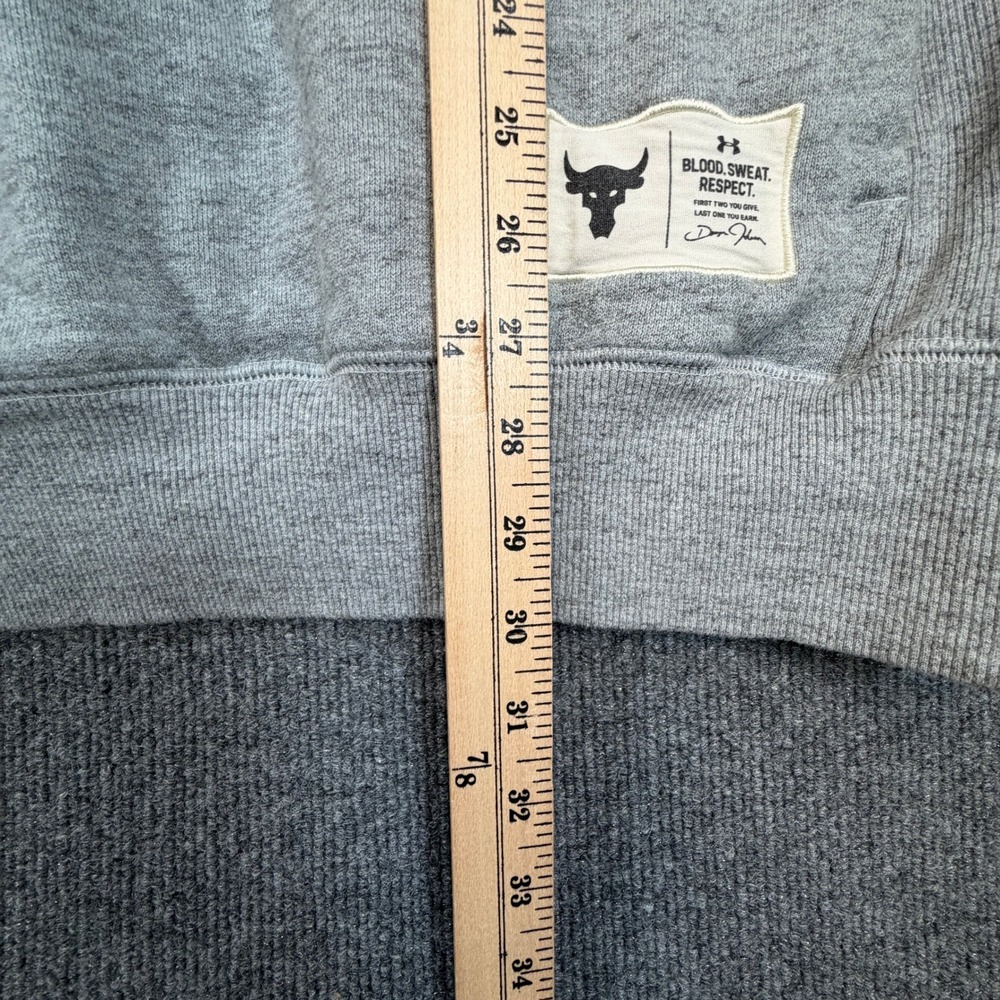 Under Armour Project Rock Warm Up Hoodie Mens 2XL Gray Brahma Bull Sweatshirt - Picture 6 of 10